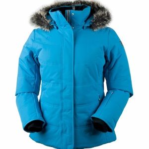 Obermeyer tuscany ski jacket with fur blue